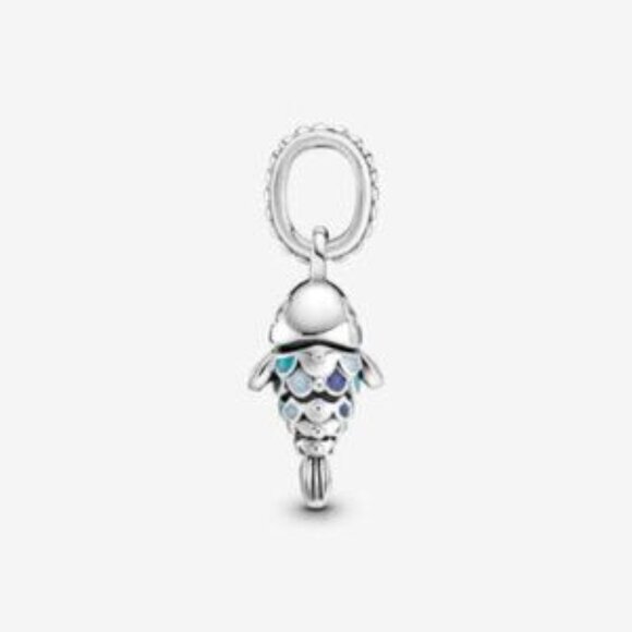 Pandora Blue Scaled Fish Dangle Charm - Picture 3 of 4